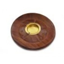 Carved Round Wooden Cone/Incense Holder